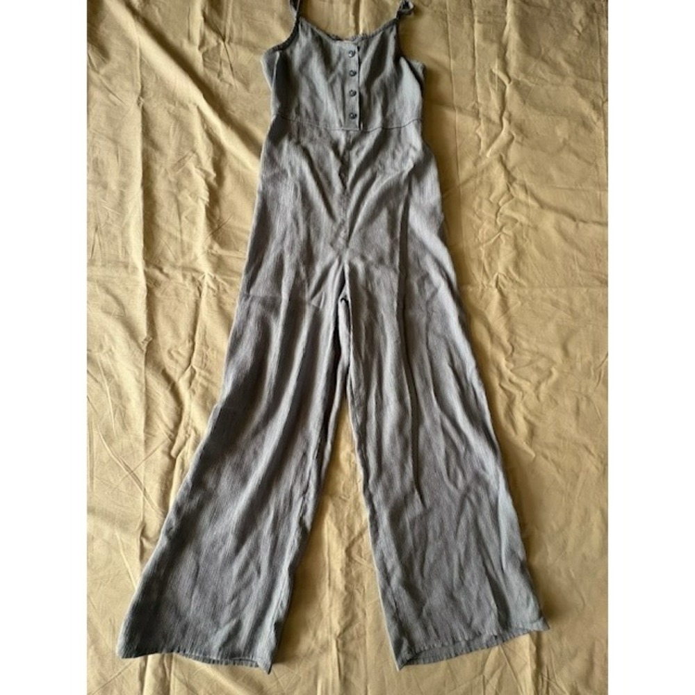H&M Girls Size 8/9 Y Gray Jumpsuit Wide Leg Button Front Pants Sleeveless Romper